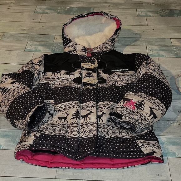 ZeroXposur Black/White/Pink Winter Coat sz Medium 7/8 - Picture 1 of 6